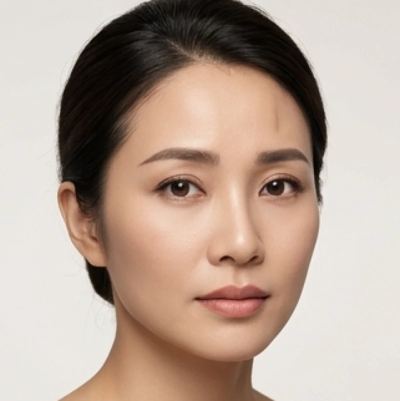 Gương mặt thanh tú nhưng đượm vẻ suy tư của người phụ nữ có vầng trán không bằng phẳng