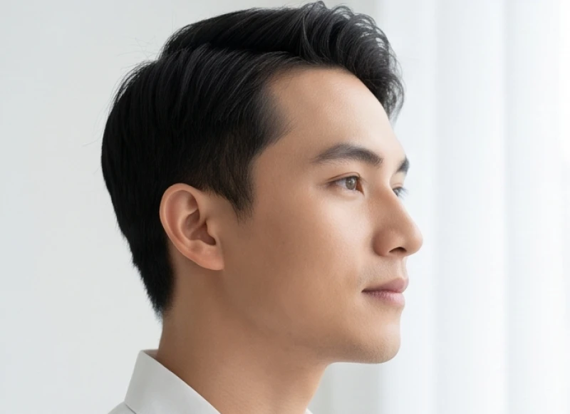 Góc nghiêng cho thấy cấu trúc tướng trán hẹp vát lùi về phía sau so với đường thẳng của sống mũi