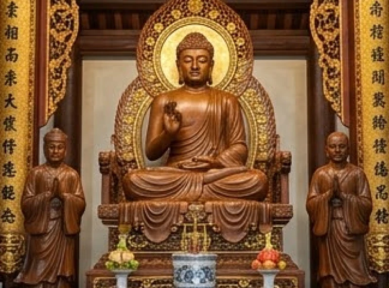 Tượng thờ Trưởng giả Cấp Cô Độc uy nghi, đại diện cho vị cư sĩ hộ pháp vĩ đại của Phật giáo