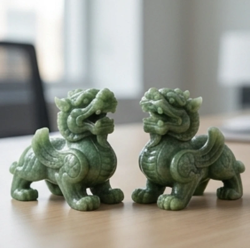 Vật phẩm phong thủy cho tuổi Thân: Bảng giá và cách khai quang 2 Cặp tượng Tỳ Hưu tạc từ đá khối tự nhiên chiêu tài lộc đặt trên bàn làm việc