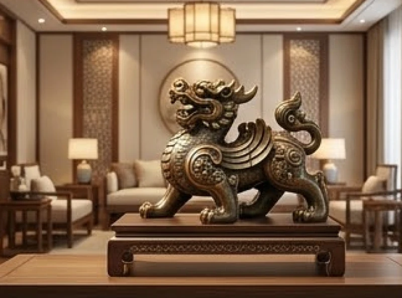 Tuổi Thìn mệnh gì: tra cứu nạp âm và quy tắc hóa giải 9 Tượng linh vật Tỳ Hưu bằng đồng thau tinh xảo đặt trang trọng trên kệ phòng khách