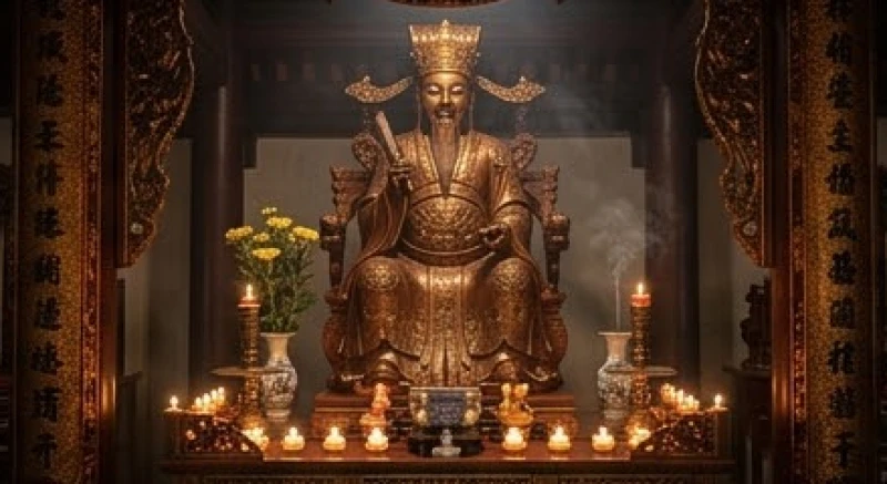 Văn khấn Văn Xương Đế Quân: Bài khấn thi cử và sắm lễ chuẩn 1 Tượng thần Cửu Thiên Khai Hóa uy nghi tại đền thờ mang lại sự tĩnh tâm cho người bái vọng