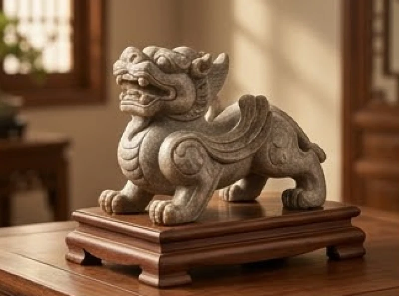 Tỳ Hưu phong thủy tuổi Thìn: chọn màu nạp âm và cách an vị 1 Tượng tỳ hưu đá phong thủy đặt trang trọng giúp người tuổi Thìn chiêu tài