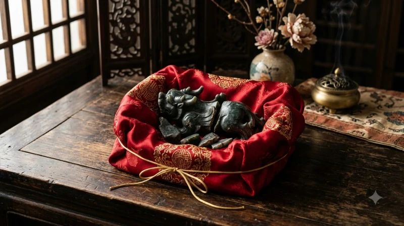 Tỳ Hưu phong thủy tuổi Thìn: chọn màu nạp âm và cách an vị 12 Gói những mảnh vỡ của tỳ hưu đá cẩn thận vào bên trong tấm vải đỏ
