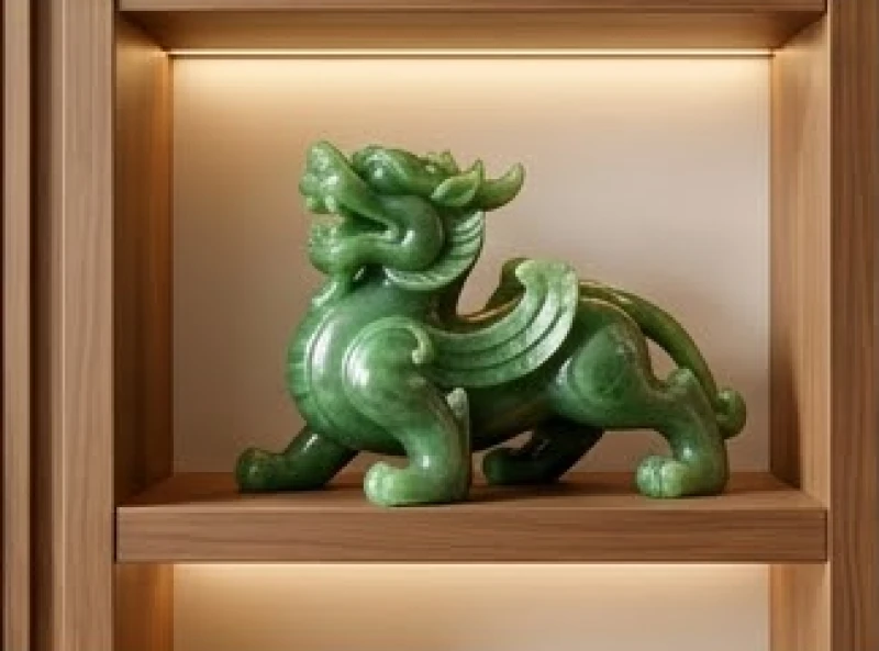 Hướng Sinh Khí là gì: Ý nghĩa, cách tính và mẹo hóa giải 6 Tượng linh vật Tỳ Hưu bằng ngọc bích tinh xảo đặt trang trọng trên kệ gỗ tự nhiên