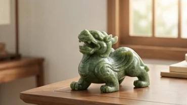 Tượng tỳ hưu phong thủy tuổi tý bằng đá thạch anh nguyên khối đặt trên bàn làm việc