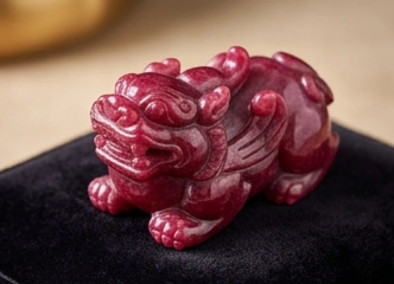 Tỳ hưu tạc từ đá Ruby đỏ lấp lánh dành riêng cho tuổi Kỷ Mùi mệnh Hỏa
