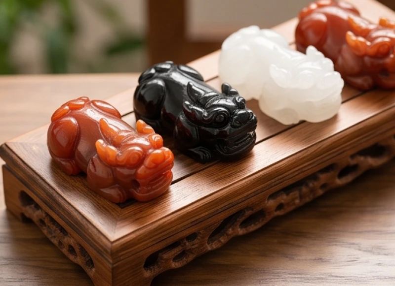 Các mẫu tỳ hưu đá phong thủy với nhiều màu sắc đại diện cho quy luật ngũ hành kim mộc thủy hỏa thổ