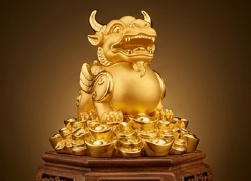 Tượng tỳ hưu dáng Thiên Lộc với hai sừng và chiếc bụng to tròn chiêu tài