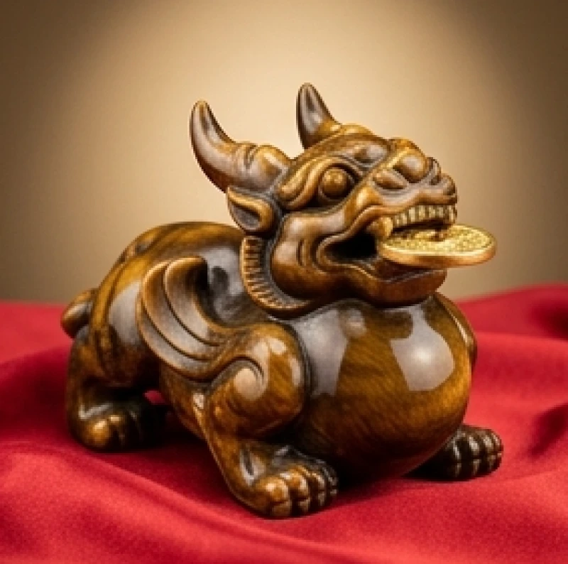 Tỳ Hưu phong thủy tuổi Ngọ: Hướng dẫn chọn đá hợp nạp âm và khai quang 2 Tượng tỳ hưu Thiên Lộc hai sừng với dáng vẻ bệ vệ và chiếc bụng to đặc trưng để chứa tài lộc