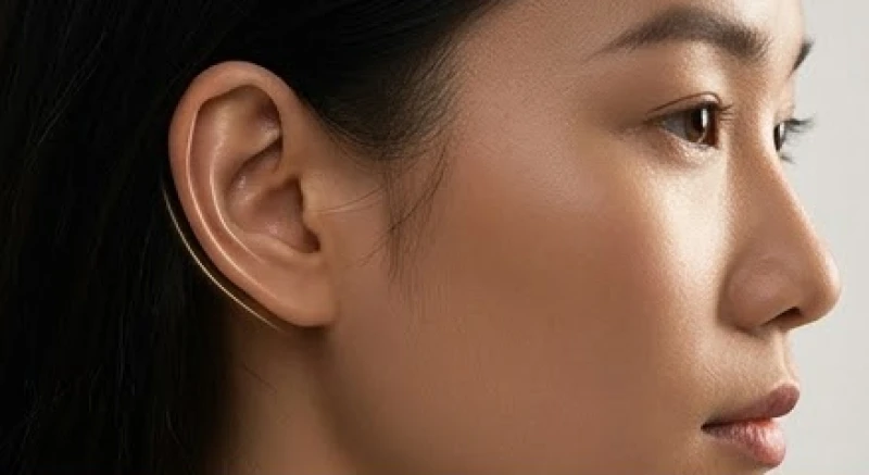 Gương mặt nghiêng thể hiện tỷ lệ đo lường tiêu chuẩn của tướng tai to so với khoảng cách từ ấn đường đến mũi