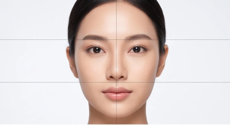 Hạ đình trên khuôn mặt: Cách đo tỷ lệ chuẩn và luận hậu vận 2 Khuôn mặt châu Á hài hòa với ba phần thượng đình, trung đình và hạ đình chia đều đặn
