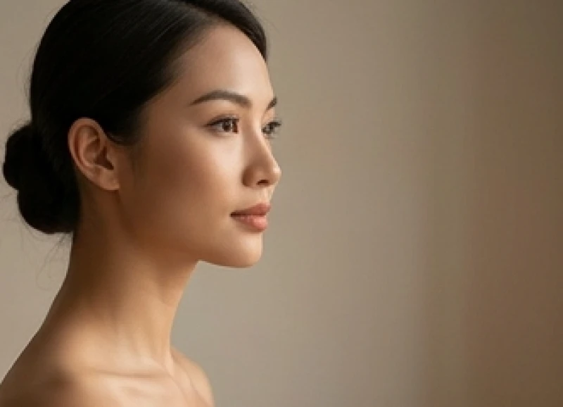 Góc nghiêng thanh thoát của một người có tướng cổ cao cân đối với bờ vai và khuôn mặt