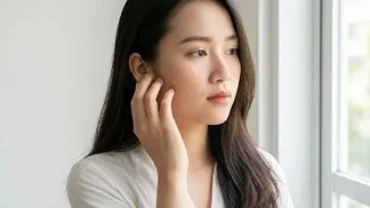 Người phụ nữ chạm tay vào tai phải, tượng trưng cho hiện tượng ù tai phải là điềm gì trong tâm linh và y học