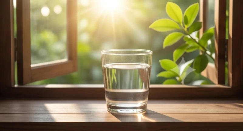 Mơ thấy người đã chết lại chết: Điềm báo và cách hóa giải lo âu 8 Một ly nước ấm được đặt cạnh ô cửa sổ ngập tràn ánh nắng ban mai ấm áp