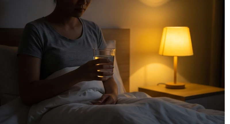 Uống một cốc nước ấm và bật đèn vàng giúp làm dịu tâm trạng sau cơn ác mộng