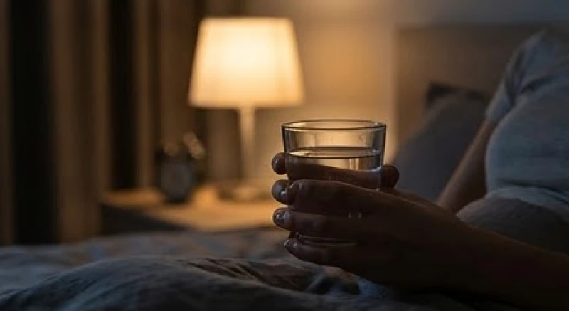 Cầm ly nước ấm uống chậm rãi để trấn an sau khi giật mình tỉnh giấc hoảng sợ