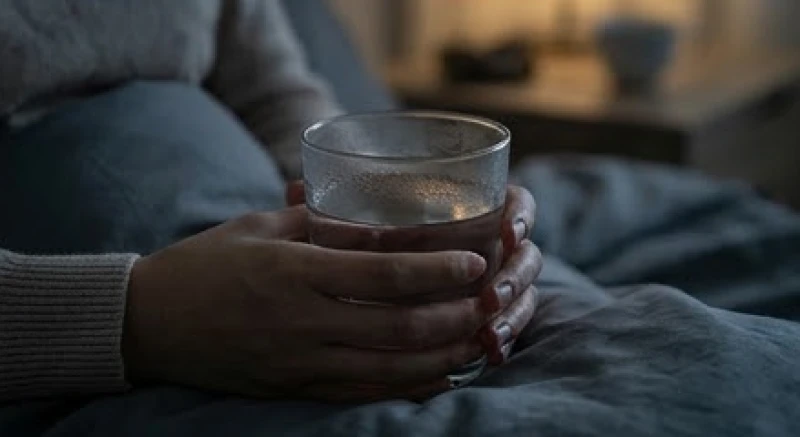 Đôi bàn tay áp vào ly nước ấm để làm dịu nhịp tim và trấn an tinh thần sau cơn ác mộng