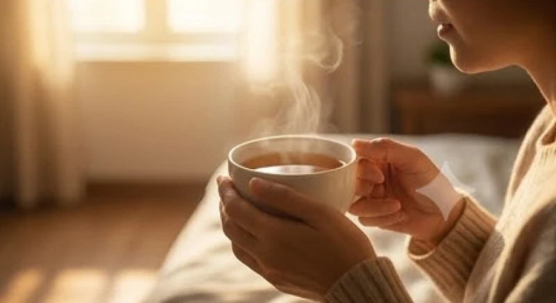 Mơ thấy bố đã mất hiện về: Giải mã điềm báo và nghi thức cúng 8 Một người đang ngồi tĩnh tâm thư giãn bên tách trà nóng hổi bốc khói trong buổi sáng sớm