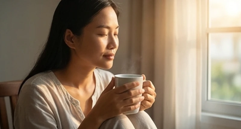 Mơ thấy cụ già: Ý nghĩa điềm báo, sổ mơ và 3 bước trấn an 7 Chàng trai ngồi bên cửa sổ dùng hai tay ôm cốc nước ấm để tĩnh tâm sau khi trải qua cơn mộng mị
