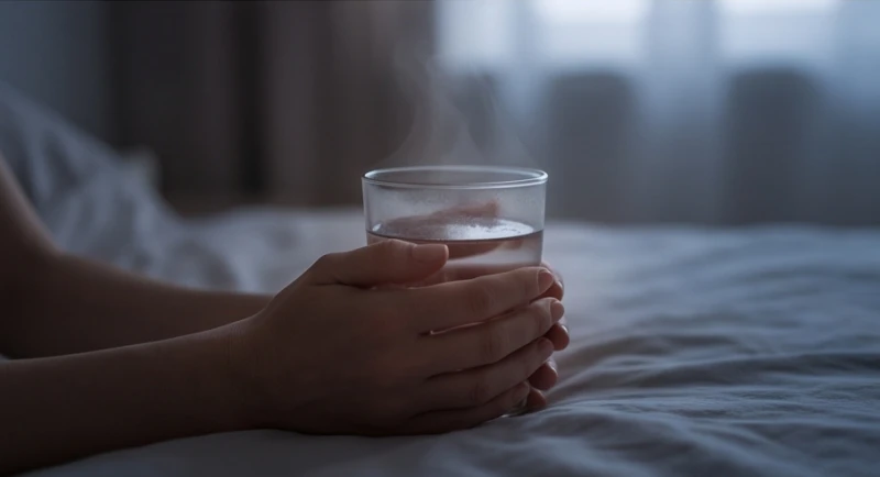 Mơ thấy người đẻ có máu: Điềm báo bối cảnh & bộ số tài lộc 6 Đôi bàn tay áp vào ly nước ấm trong không gian phòng ngủ mờ tối giúp lấy lại bình tĩnh