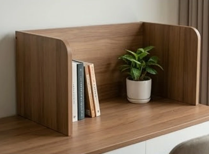 Tấm vách ngăn mini bằng gỗ đặt trên mặt bàn học giúp ngăn chặn luồng khí xấu từ cửa ra vào