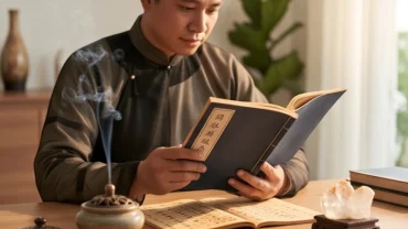 Bản mệnh tìm hiểu vận hạn tuổi Hợi năm 2026 bên các vật phẩm phong thủy chiêu tài lộc đặt trên bàn làm việc