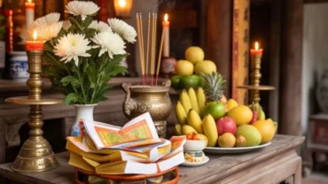 Mâm lễ vật trang nghiêm và bài văn khấn Bà Chúa Năm Phương chuẩn xác tại đền thờ linh thiêng