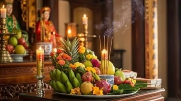 Mâm lễ chay tịnh và nghi thức dâng hương đọc văn khấn ban Mẫu tại đền chùa Việt Nam