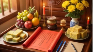 Mâm lễ dâng hương và đọc văn khấn cầu thi cử truyền thống của người Việt