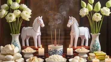 Mâm lễ vật màu trắng tinh khiết dâng lên đền cùng bản văn khấn Cô Bơ chi tiết