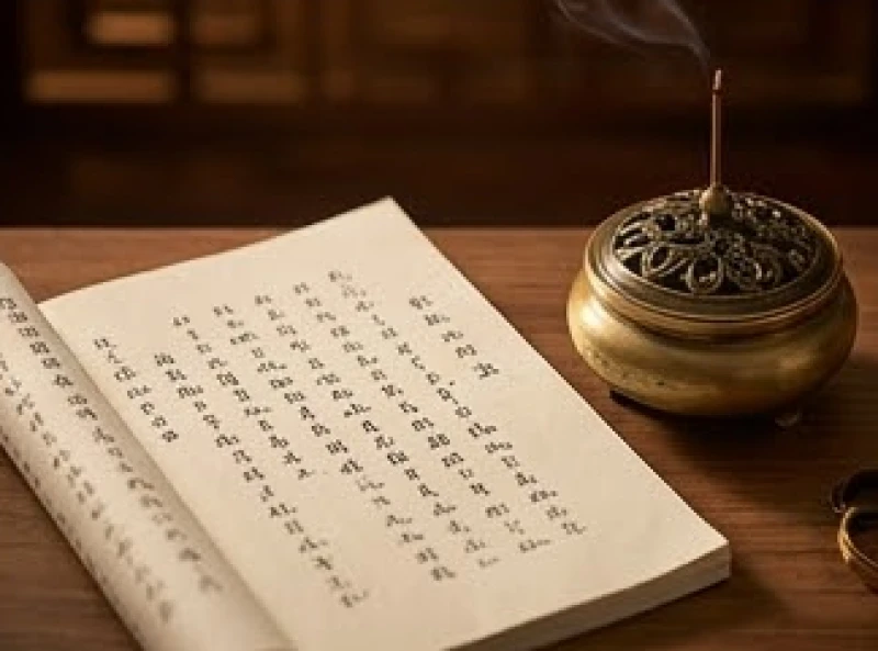 Bản chép tay bài văn khấn được đặt trang trọng bên cạnh lư hương để gia chủ dễ dàng đọc trong lúc hành lễ