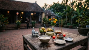 Mâm lễ cúng ngoài hiên nhà và bài văn khấn cúng thí thực đúng chuẩn tâm linh giúp gia chủ chuẩn bị chu đáo