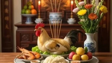 Mâm cúng truyền thống tươm tất cùng sự chuẩn bị văn khấn đầu năm dâng lên ban thờ tổ tiên