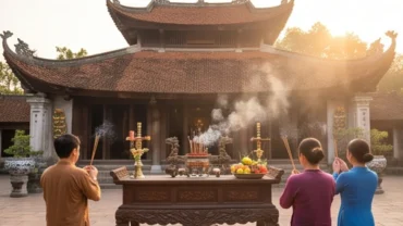 Người dân thành kính dâng hương và đọc văn khấn Đền Kiếp Bạc trước chính điện tôn nghiêm