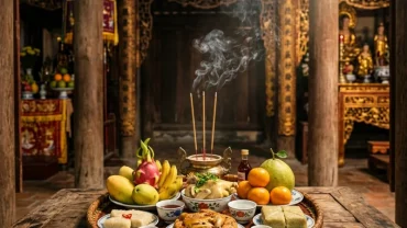 Mâm lễ chay thanh tịnh dâng cúng các vị vua triều Trần kèm bài văn khấn đền trần nam định chuẩn cổ truyền