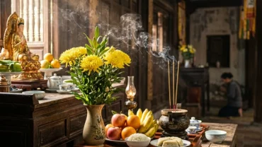 Mâm lễ chay thanh tịnh dâng Phật và bài văn khấn đi chùa mùng 1 chuẩn nghi thức truyền thống