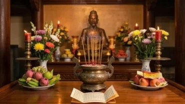 Người đi lễ thành tâm đọc văn khấn Đức Thánh Trần tại Đền Thượng Lào Cai để cầu bình an