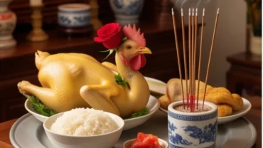Mâm cúng tươm tất trên ban thờ cùng bài văn khấn gia tiên ngày giỗ thể hiện lòng thành kính của con cháu