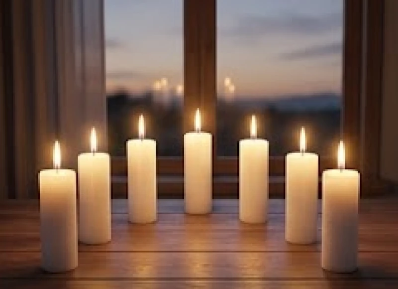 Tám ngọn nến trắng được thắp sáng rực rỡ xếp theo sơ đồ chòm sao hướng về phía chính Tây