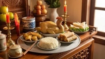 Mâm cúng và bài văn khấn giỗ mẹ chuẩn bị chu đáo trước bàn thờ gia tiên truyền thống