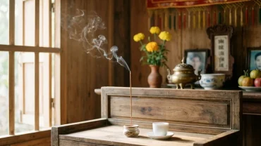 Mâm lễ tối giản trên ban thờ gia tiên cùng bài văn khấn hàng ngày chuẩn nghi thức truyền thống
