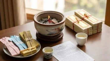 Mâm cúng trang nghiêm cùng bài văn khấn hóa vàng 49 ngày được chuẩn bị chu đáo để làm lễ tạ Chung Thất