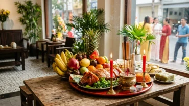 Sơ đồ bài trí mâm lễ vật tươm tất cùng bài văn khấn khai trương chuẩn phong thủy cho cửa hàng mới