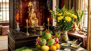 Mâm lễ chay tịnh bày trí trang nghiêm cùng bài văn khấn mẹ diêu trì chuẩn đức tin Cao Đài tại gia