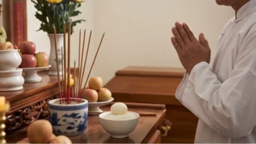 Bàn thờ vong trang nghiêm trong nghi thức đọc văn khấn nhập quan truyền thống của người Việt
