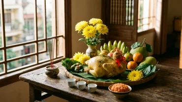 Mâm lễ cúng tạ đất truyền thống chuẩn bị cho văn khấn ông chủ đất bà chủ đất tại nhà