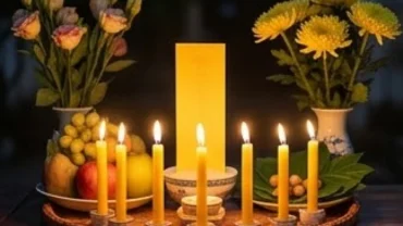 Văn khấn sao Thái Âm và mâm lễ cúng dâng sao với 7 ngọn nến vàng chuẩn bị tươm tất