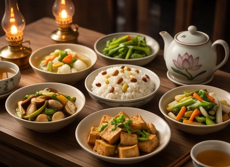 Nghi lễ cúng sơ thất với mâm cỗ tươm tất và hương khói nghi ngút dâng lên