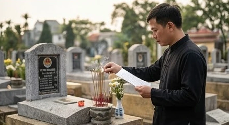 Văn khấn miếu thần linh: Trình tự dâng lễ và bài cúng chuẩn 6 Thắp hương và đọc văn khấn quan thần linh cai quản ngoài khu vực nghĩa trang và phần mộ